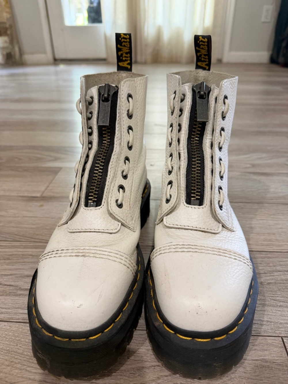 Dr. Martens White Sinclair Zip-Front Platform Boots